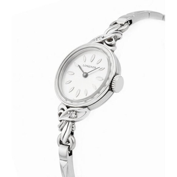 Longines Lady\'s Diamonds Watch 14k White Gold - Stretch Band